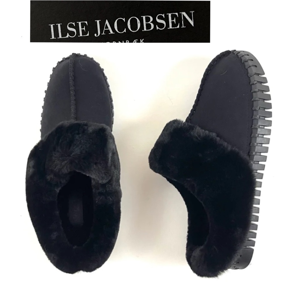 ILSE JACOBSEN TULIP3871
 Black Faux
Fur Slippers Size 6.5